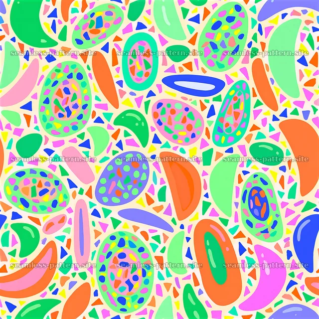Colorful terrazzo seamless pattern with varied shapes and colors — seamless tileable pattern