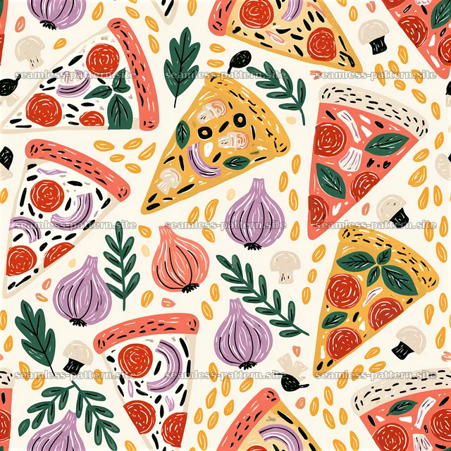 Seamless doodle pizza pattern perfect for various design projects — seamless tileable pattern