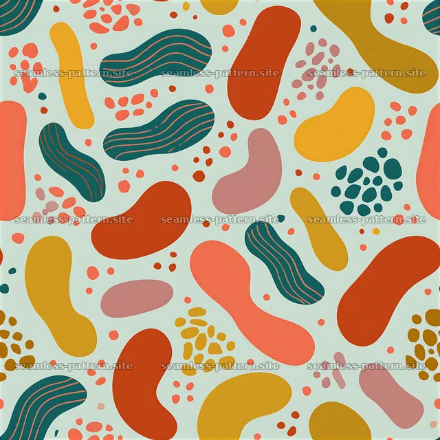 Bright scattered organic shapes for modern surface design — seamless tileable pattern