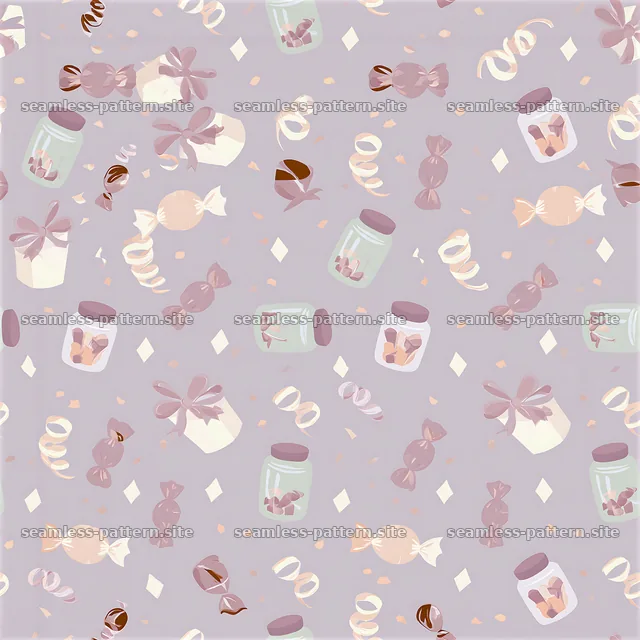 Pastel candy jars and wrapped sweets seamless pattern — seamless tileable pattern