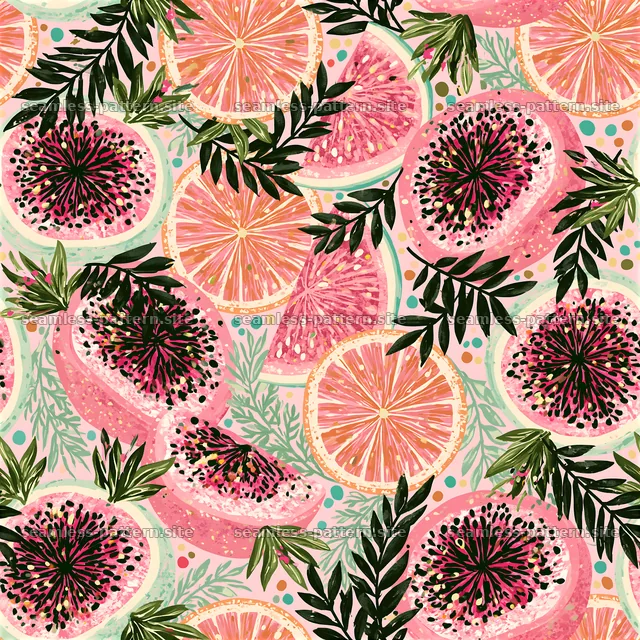 Fruits and leaves design in a seamless pattern for wrapping paper — seamless tileable pattern