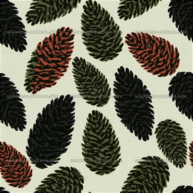 Seamless pinecone pattern with bold colors in a repeating tile design — seamless tileable pattern