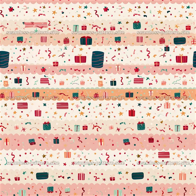 Birthday Gift and Confetti Seamless Pattern — seamless tileable pattern