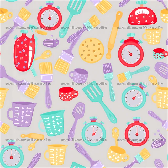 Colorful Kitchen Utensils Seamless Pattern — seamless tileable pattern