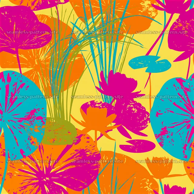 Vivid botanical silhouettes seamless pattern with colorful flowers — seamless tileable pattern
