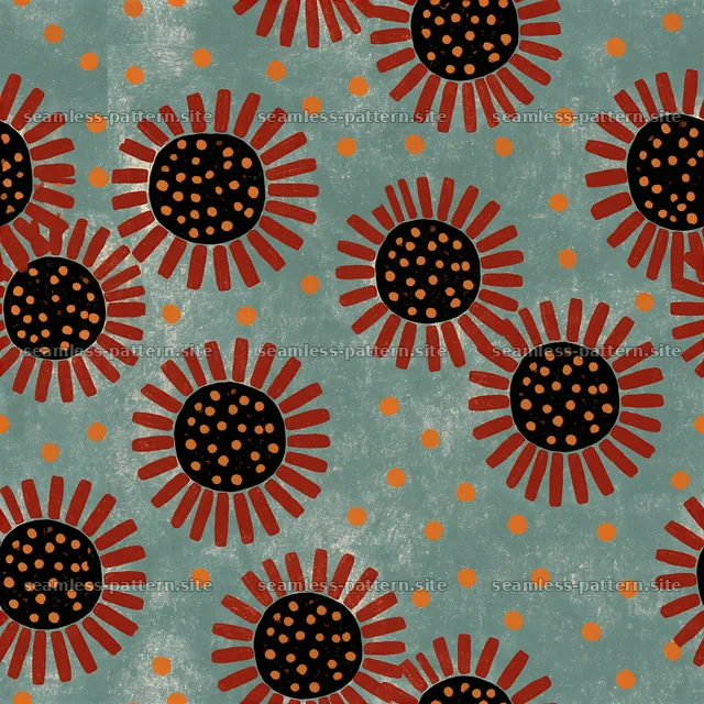 Sun Motif Black Red Gold Repeating Pattern — seamless tileable pattern