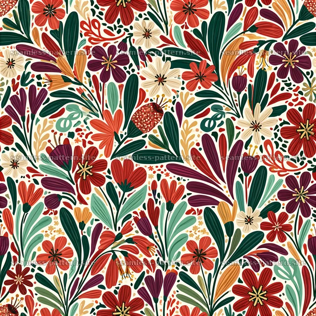 Colorful Wildflower Botanical Seamless Pattern — seamless tileable pattern