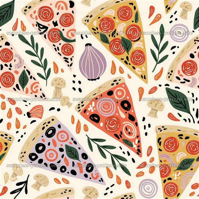 Seamless doodle pizza pattern for tileable surface design — seamless tileable pattern