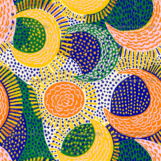 Colorful celestial seamless pattern with moons and stars — seamless tileable pattern