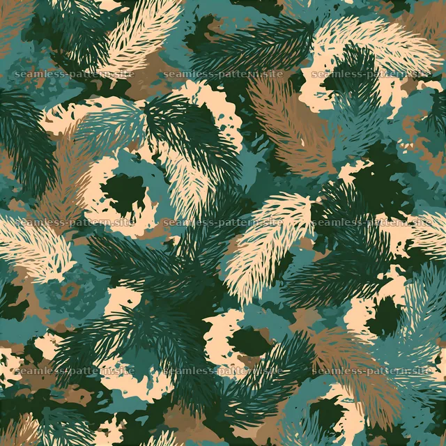 Nature-inspired seamless pattern with foliage and earthy tones — seamless tileable pattern