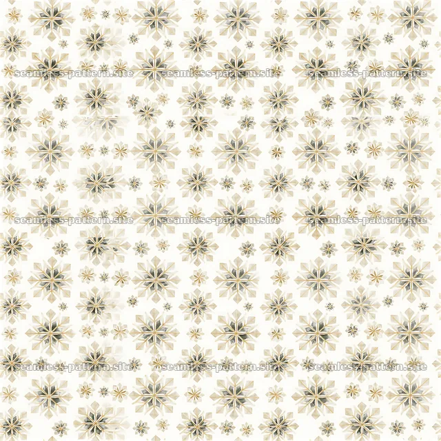 Seamless watercolor snowflake pattern in shades of gold and beige — seamless tileable pattern