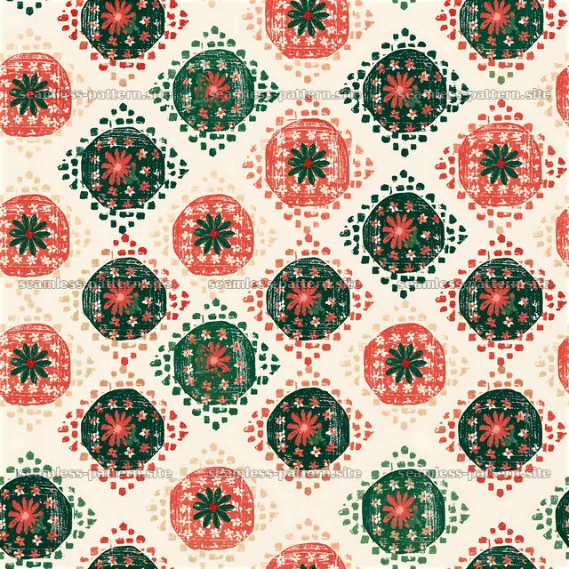 Colorful Floral Quilt-Inspired Seamless Pattern — seamless tileable pattern