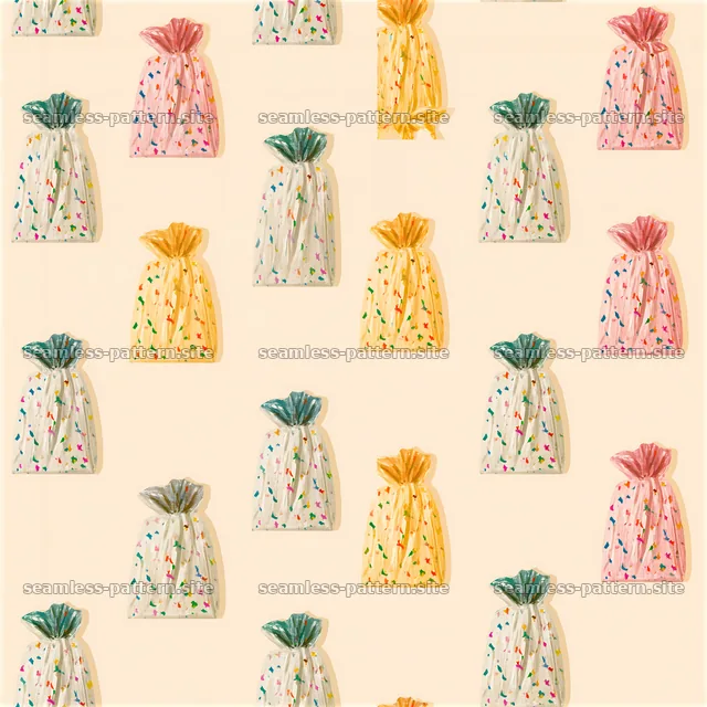 Colorful bags in a repeating pattern on a light background — seamless tileable pattern