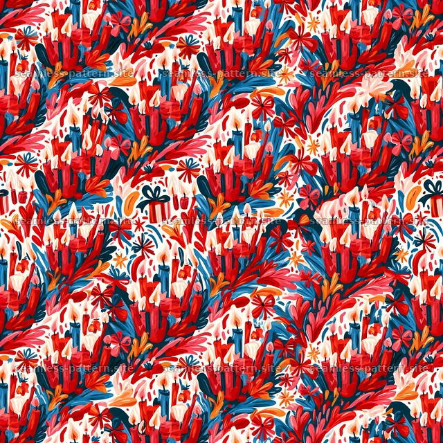 Colorful floral design with candles and gifts for celebrations — seamless tileable pattern