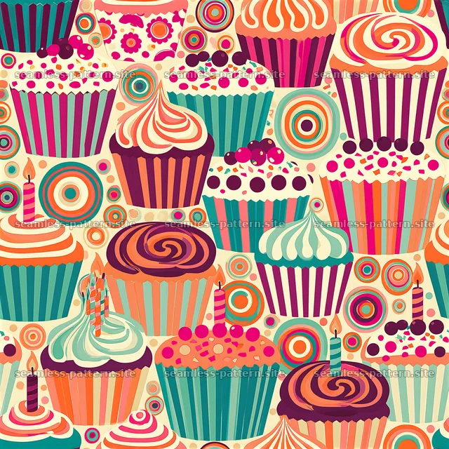 Colorful cupcake seamless pattern for baking designs — seamless tileable pattern