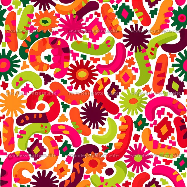Funky 1980s Seamless Pattern with Colorful Abstract Shapes — seamless tileable pattern