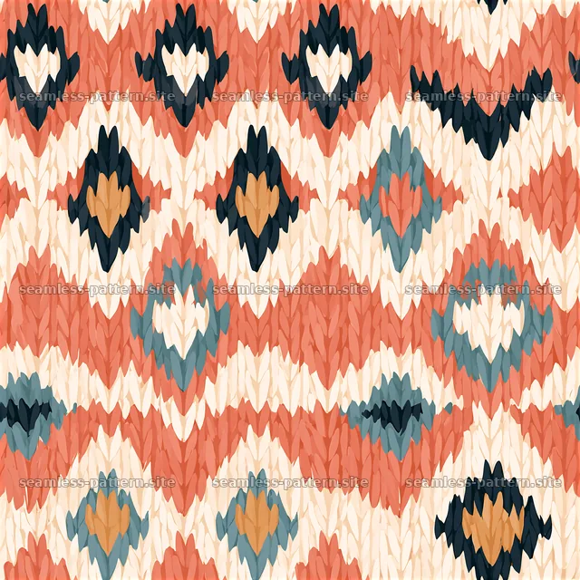 Colorful pattern with hearts and diamonds in soft tones — seamless tileable pattern