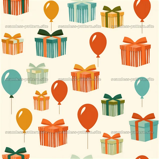 Cute Gift Boxes and Balloons Seamless Pattern — seamless tileable pattern