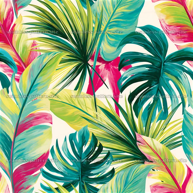 Bright tropical foliage seamless pattern — seamless tileable pattern