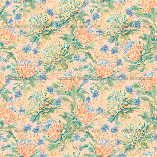 Funky Botanical Seamless Pattern with Colorful Flowers — seamless tileable pattern