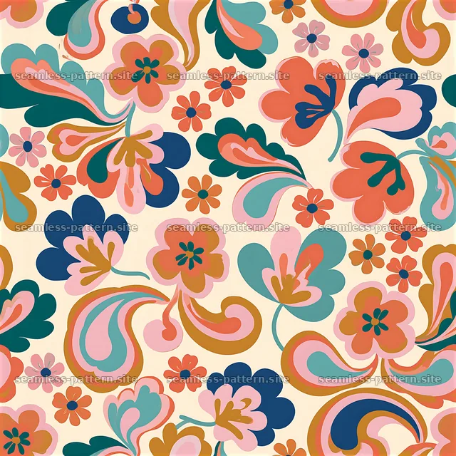 Vibrant Psychedelic Floral Seamless Pattern — seamless tileable pattern