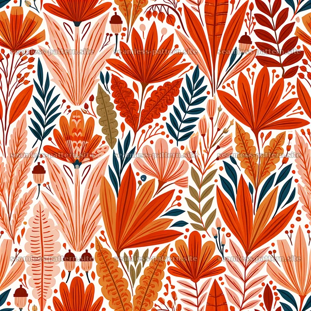 Colorful Gouache Botanical Foliage Seamless Pattern — seamless tileable pattern