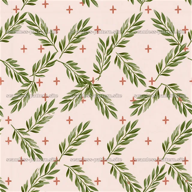 Olive Branches and Small Crosses Seamless Pattern — seamless tileable pattern