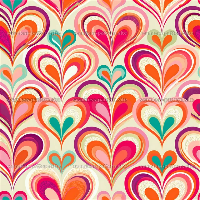Colorful Folk Art Heart Seamless Pattern — seamless tileable pattern