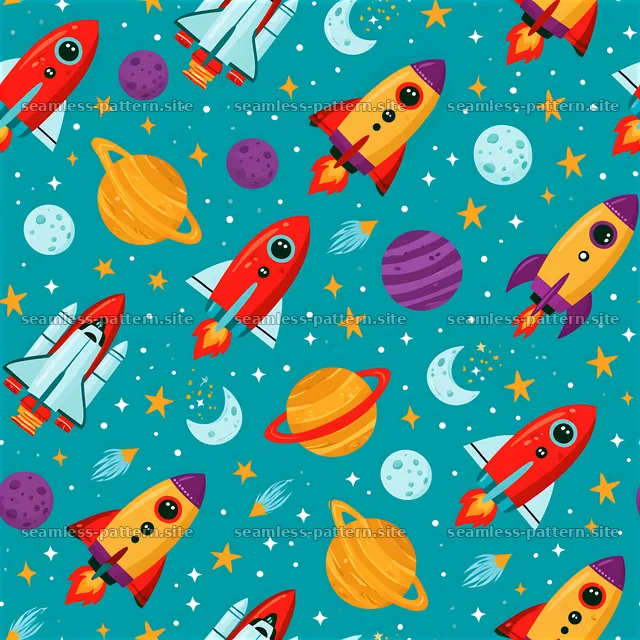 Cute Space Rocket Seamless Pattern for Kids — seamless tileable pattern