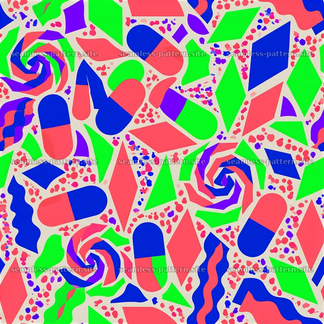 Funky Abstract Tileable Pattern with Colorful Geometric Shapes — seamless tileable pattern