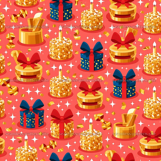 Elegant Gold Birthday Celebration Seamless Pattern — seamless tileable pattern