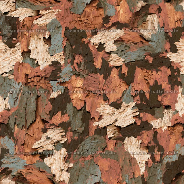 Seamless bark camouflage pattern with earthy tones and varied textures — seamless tileable pattern