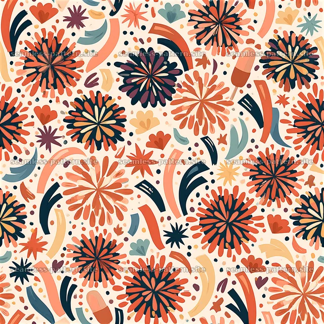 Colorful floral seamless pattern for fun events and celebrations — seamless tileable pattern
