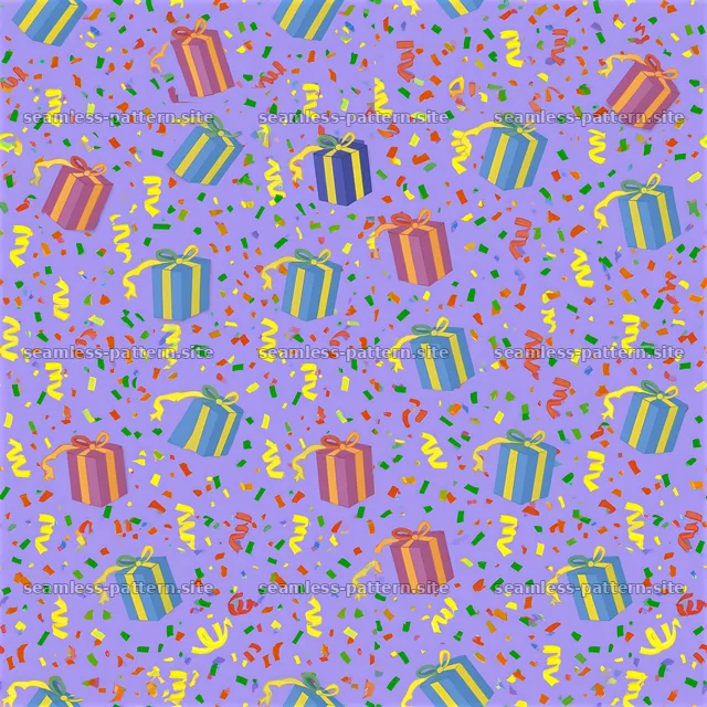 Colorful confetti and presents seamless pattern design — seamless tileable pattern