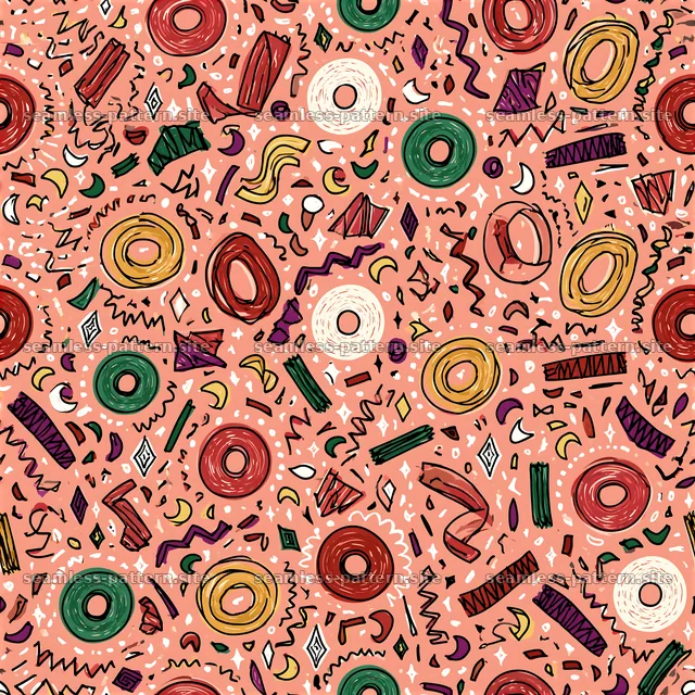 Colorful abstract shapes and patterns in a seamless layout — seamless tileable pattern
