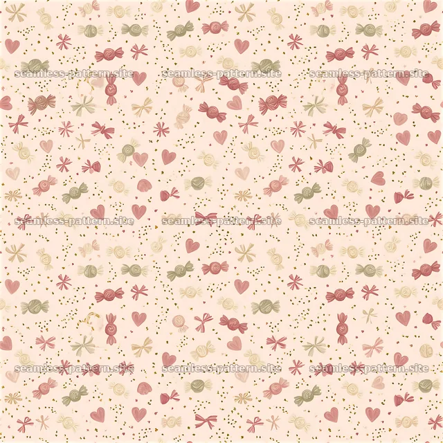 Pastel Candy and Heart Seamless Pattern — seamless tileable pattern