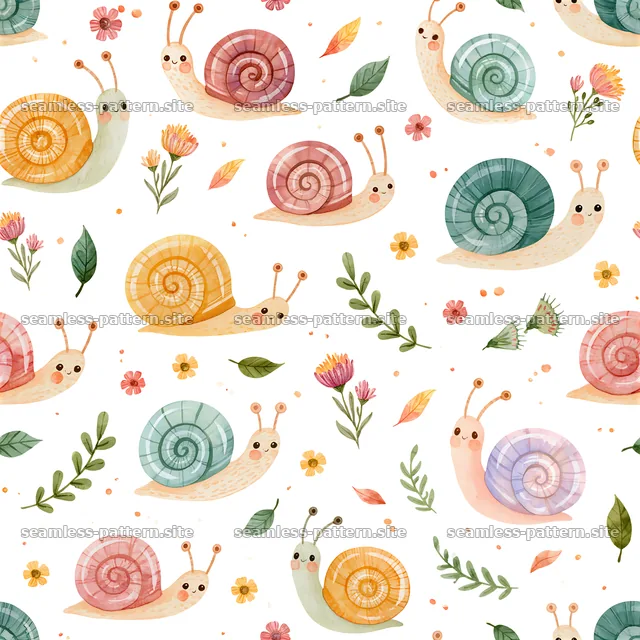 Cute snail seamless pattern for kids with bright colors and playful — seamless tileable pattern