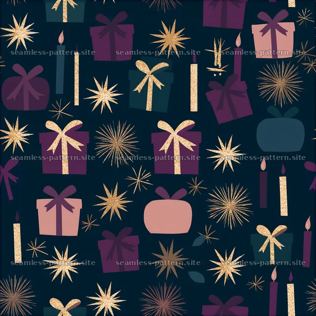 Birthday Gifts and Candles Seamless Pattern — seamless tileable pattern