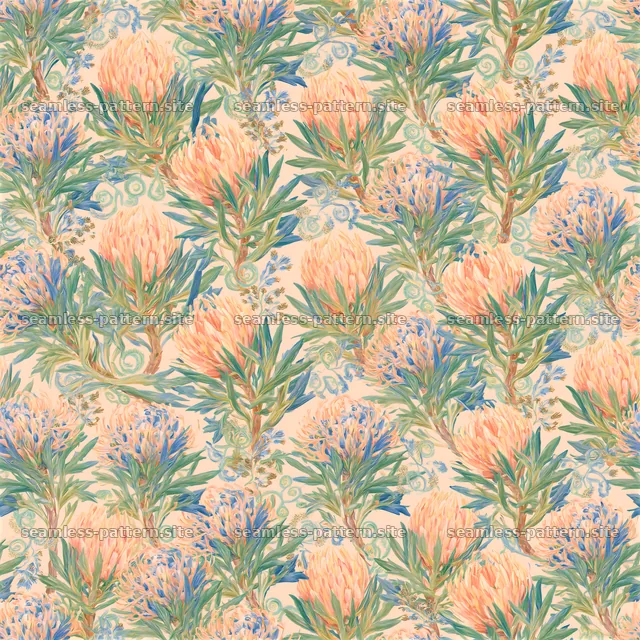 Funky botanical seamless pattern with colorful floral motifs — seamless tileable pattern