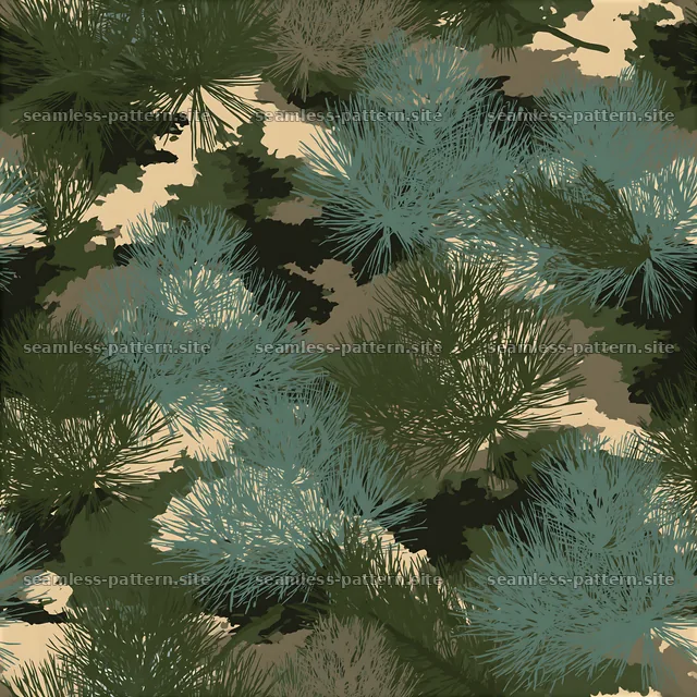 Seamless camouflage military pattern with natural foliage elements — seamless tileable pattern