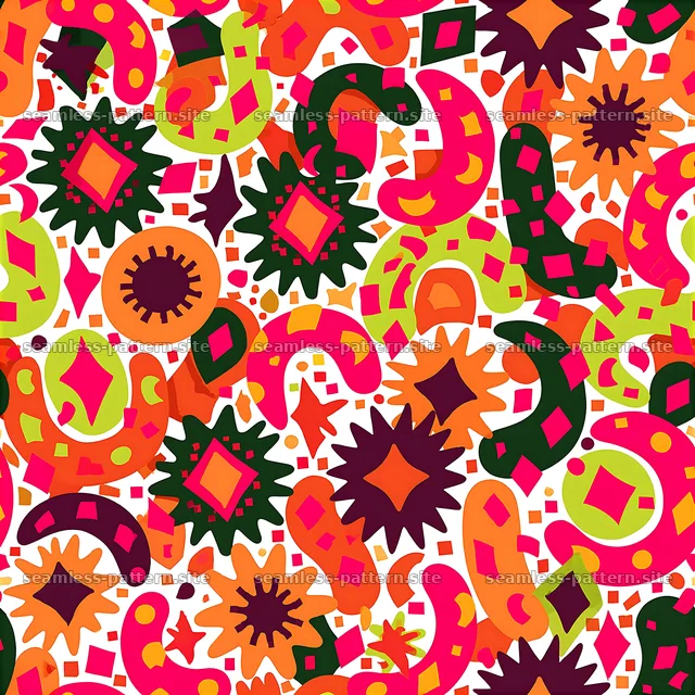 Bold colorful seamless pattern with abstract shapes and designs — seamless tileable pattern
