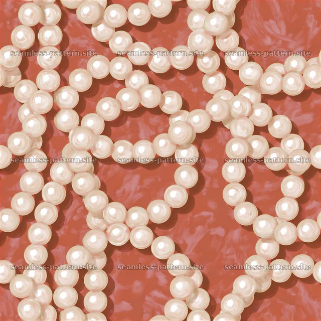 Pearl Bead Loops on Terracotta Seamless Pattern — seamless tileable pattern