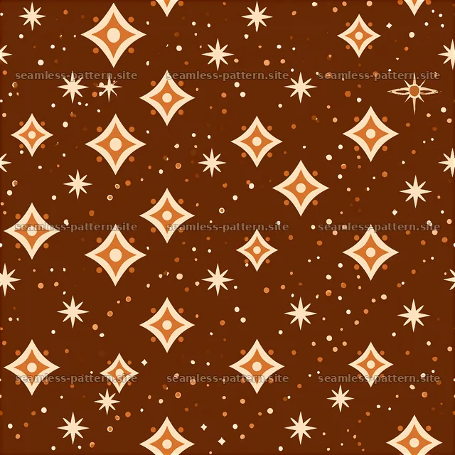 Brown seamless pattern with stars and diamond shapes — seamless tileable pattern
