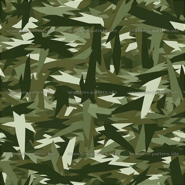 Green khaki camouflage repeating pattern with sharp angles and tones — seamless tileable pattern