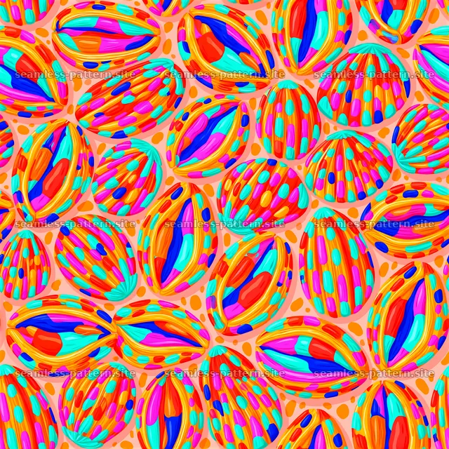 Funky Colorful Shells Seamless Pattern — seamless tileable pattern