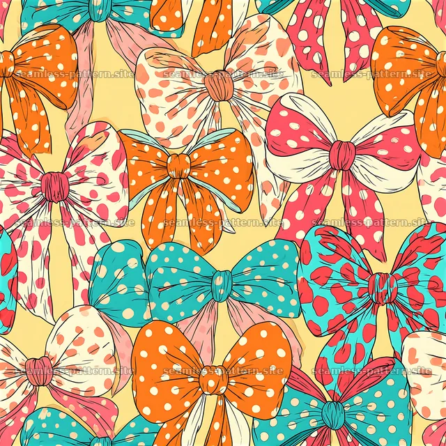 Cute bows and ribbons seamless pattern with colorful details — seamless tileable pattern