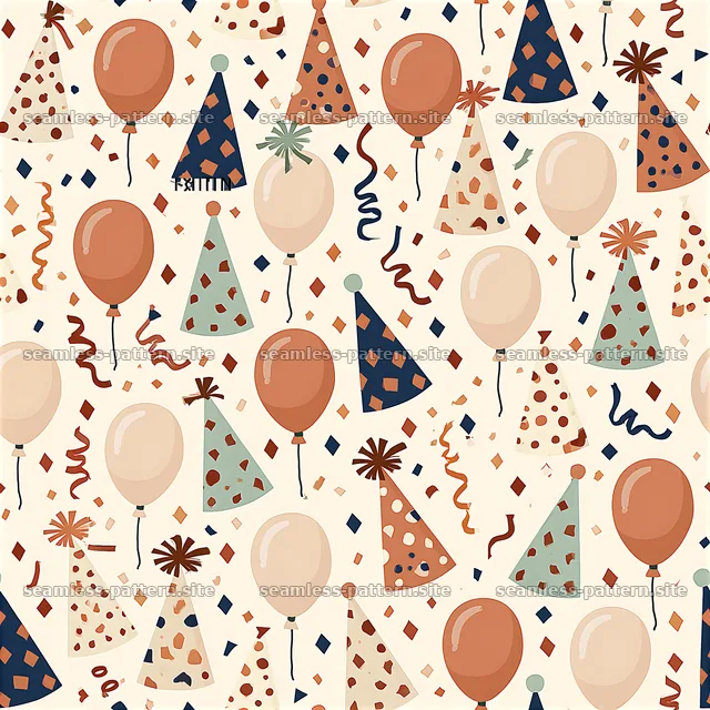 Birthday Party Balloons and Party Hats Seamless Pattern — seamless tileable pattern