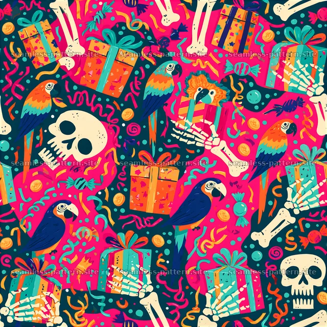 Colorful Pirate Birthday Party Seamless Pattern — seamless tileable pattern