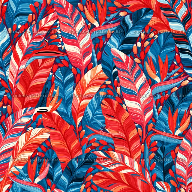 Colorful tropical leaf seamless pattern — seamless tileable pattern