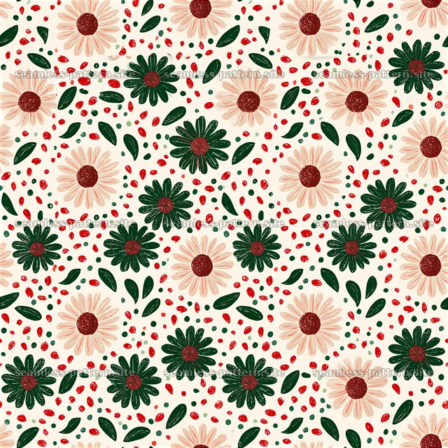 Funky retro floral and leaf seamless pattern — seamless tileable pattern